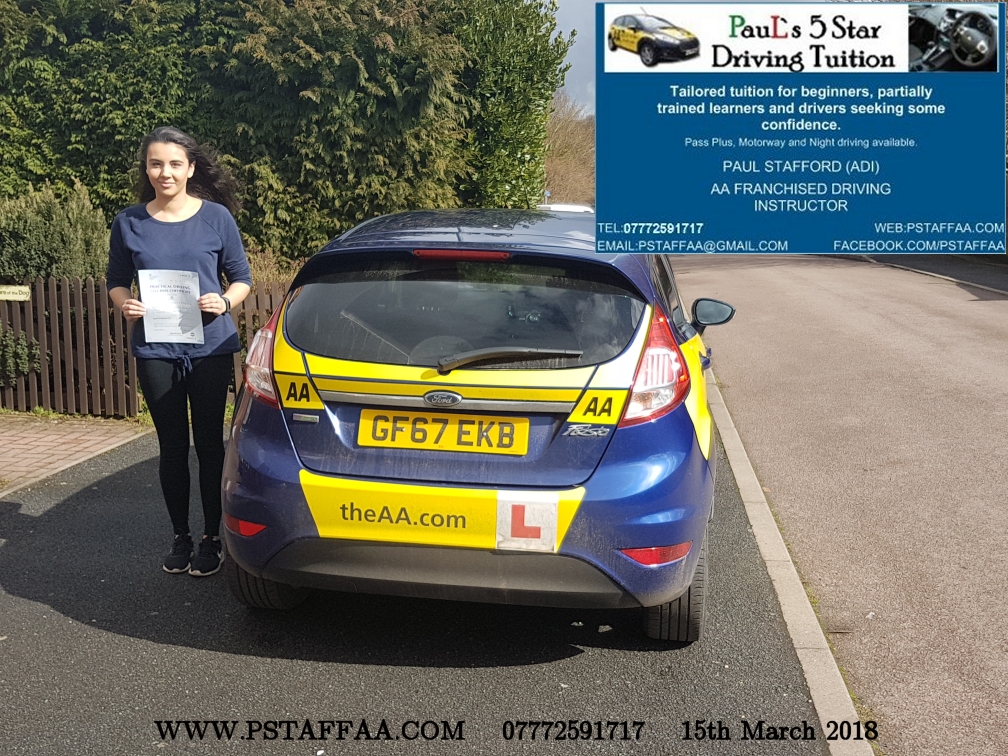 First Time Driving Test Pass Teeana Clueit with Paul's 5 Star Driving Tuition